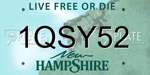 1QSY52 New Hampshire License Plate