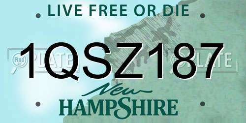 1QSZ187 New Hampshire License Plate