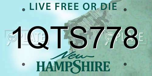 1QTS778 New Hampshire License Plate