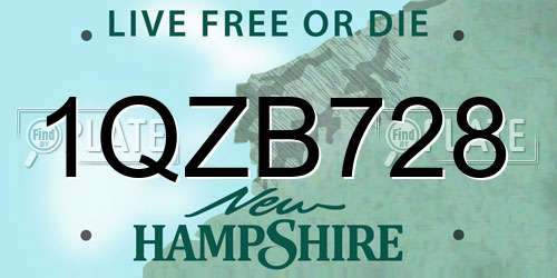 1QZB728 New Hampshire License Plate