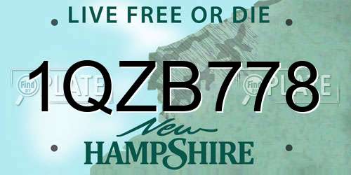 1QZB778 New Hampshire License Plate