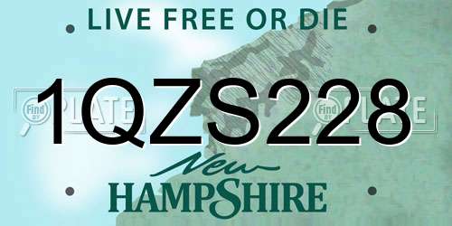 1QZS228 New Hampshire License Plate