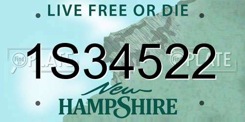 1S34522 New Hampshire License Plate