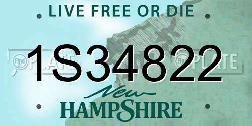 1S34822 New Hampshire License Plate