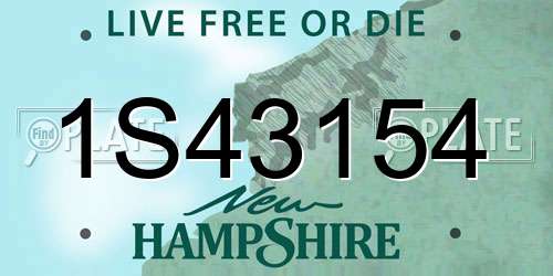 1S43154 New Hampshire License Plate