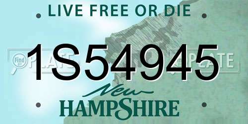 1S54945 New Hampshire License Plate