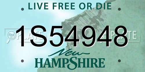 1S54948 New Hampshire License Plate