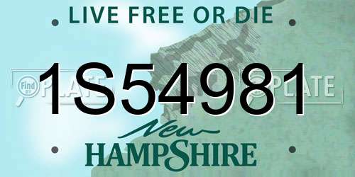 1S54981 New Hampshire License Plate