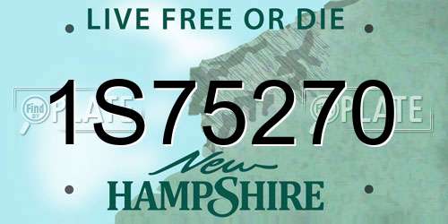 1S75270 New Hampshire License Plate