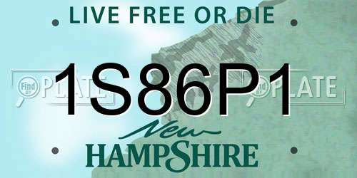 1S86P1 New Hampshire License Plate
