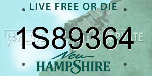 1S89364 New Hampshire License Plate