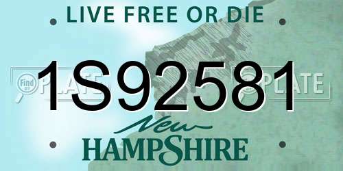 1S92581 New Hampshire License Plate