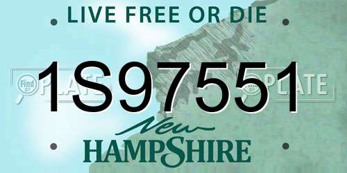 1S97551 New Hampshire License Plate