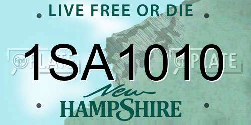 1SA1010 New Hampshire License Plate