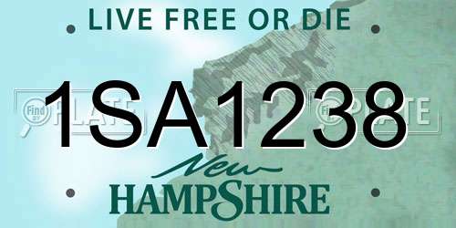 1SA1238 New Hampshire License Plate