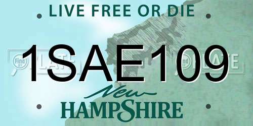 1SAE109 New Hampshire License Plate