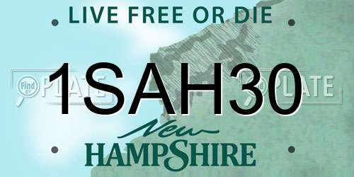 1SAH30 New Hampshire License Plate