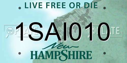 1SAI010 New Hampshire License Plate