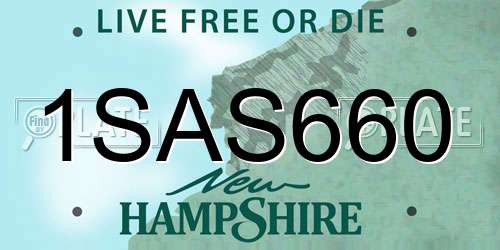 1SAS660 New Hampshire License Plate