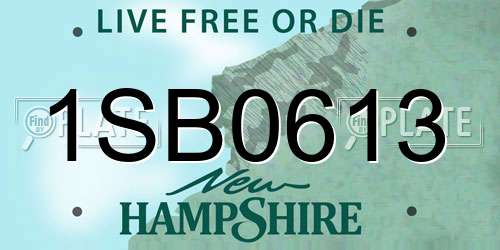 1SB0613 New Hampshire License Plate