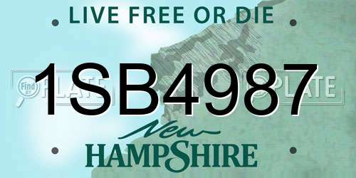 1SB4987 New Hampshire License Plate