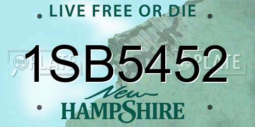 1SB5452 New Hampshire License Plate