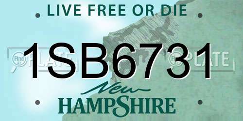1SB6731 New Hampshire License Plate