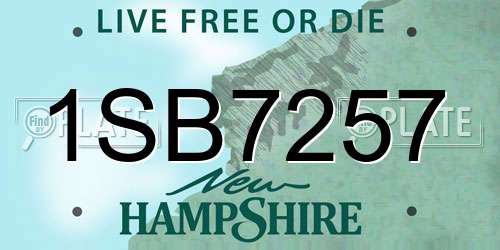 1SB7257 New Hampshire License Plate