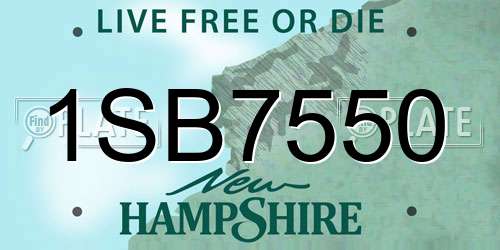 1SB7550 New Hampshire License Plate