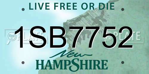 1SB7752 New Hampshire License Plate