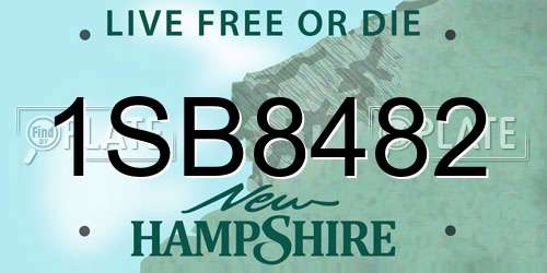 1SB8482 New Hampshire License Plate