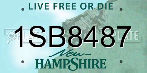 1SB8487 New Hampshire License Plate