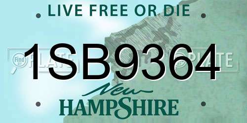 1SB9364 New Hampshire License Plate