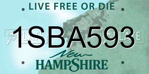 1SBA593 New Hampshire License Plate