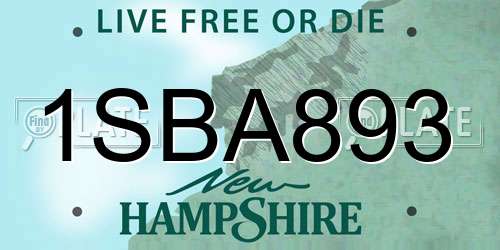 1SBA893 New Hampshire License Plate