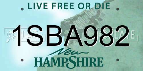 1SBA982 New Hampshire License Plate