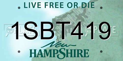 1SBT419 New Hampshire License Plate