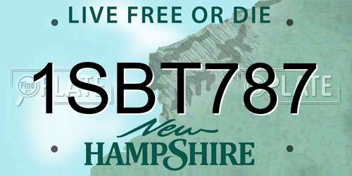 1SBT787 New Hampshire License Plate