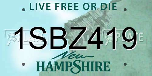 1SBZ419 New Hampshire License Plate