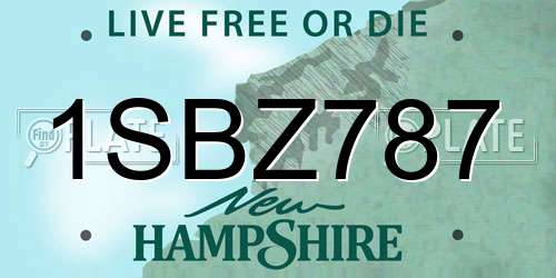 1SBZ787 New Hampshire License Plate