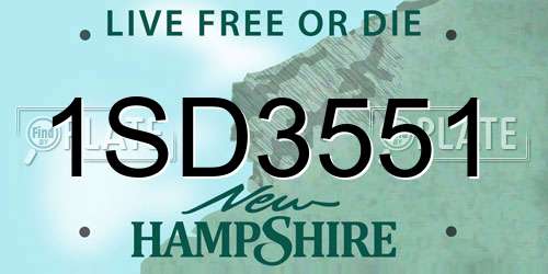 1SD3551 New Hampshire License Plate