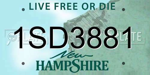 1SD3881 New Hampshire License Plate