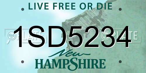 1SD5234 New Hampshire License Plate