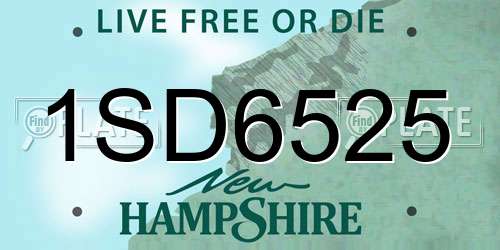 1SD6525 New Hampshire License Plate
