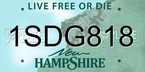 1SDG818 New Hampshire License Plate