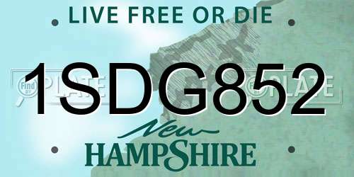 1SDG852 New Hampshire License Plate