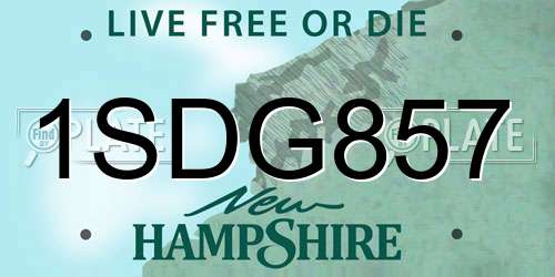 1SDG857 New Hampshire License Plate