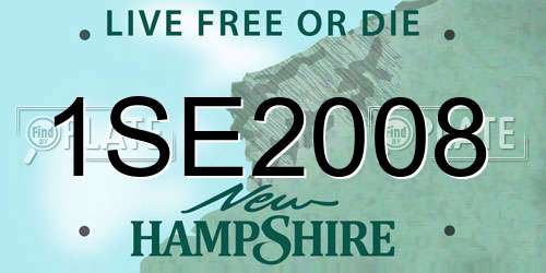 1SE2008 New Hampshire License Plate