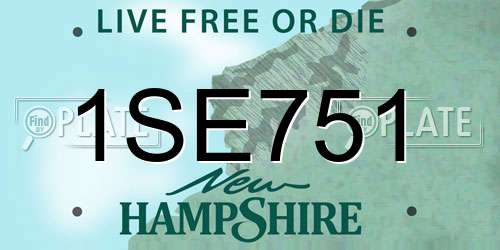 1SE751 New Hampshire License Plate