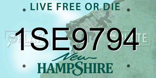 1SE9794 New Hampshire License Plate